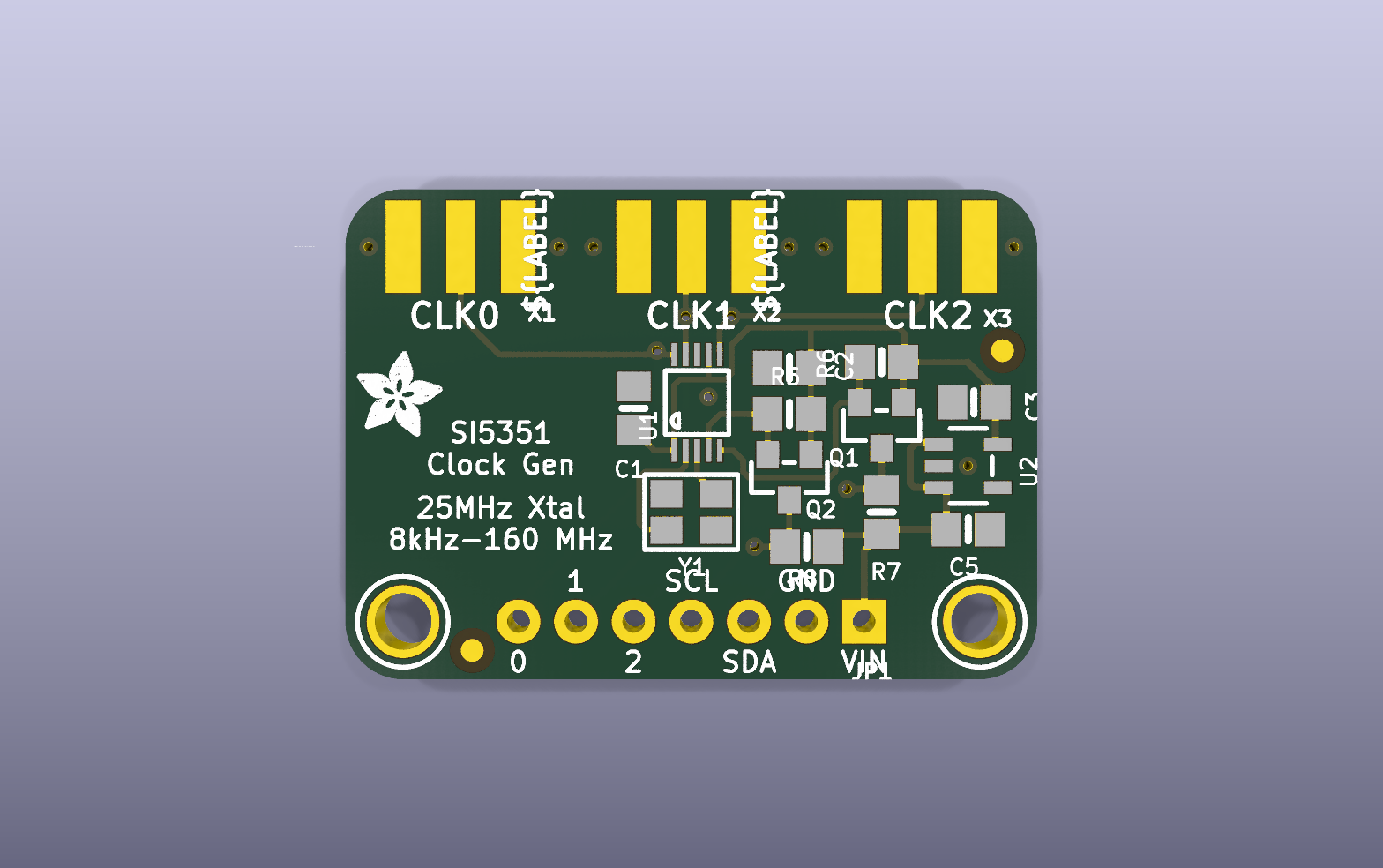 Si5351A Clock Generator KiCad PCB render