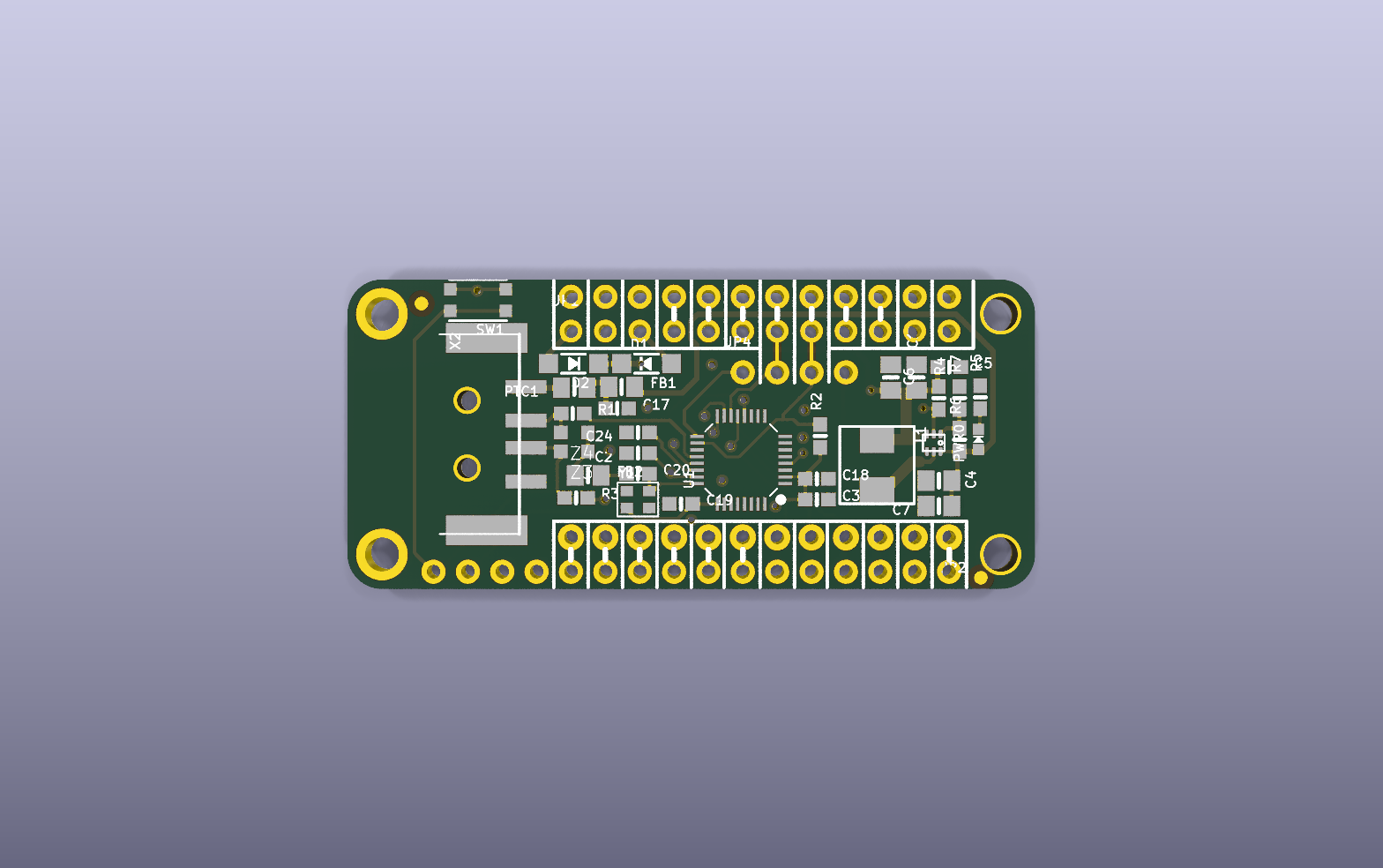 MAX3421E USB Host FeatherWing KiCad PCB render