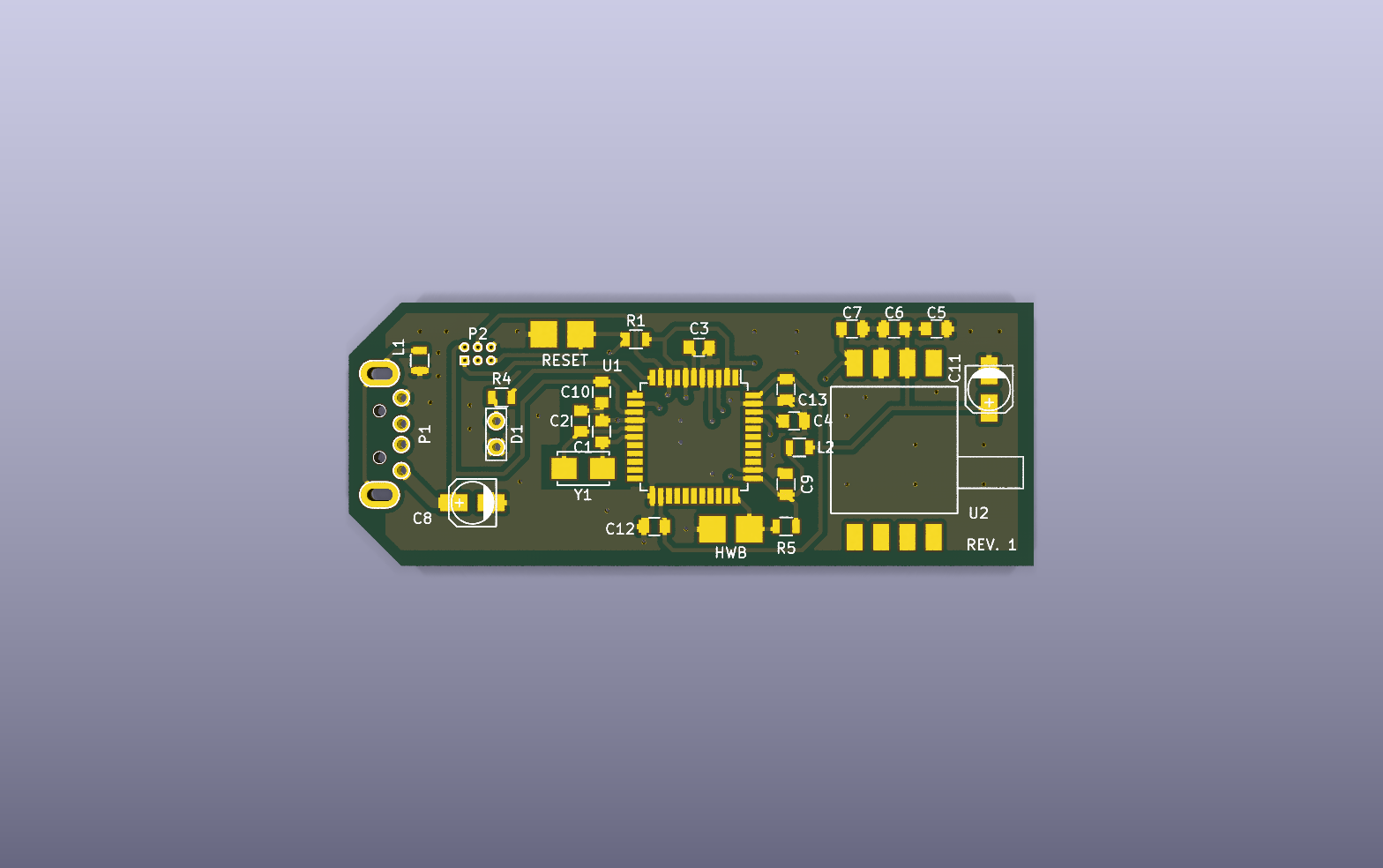 USB-MIDI breath controller KiCad PCB render